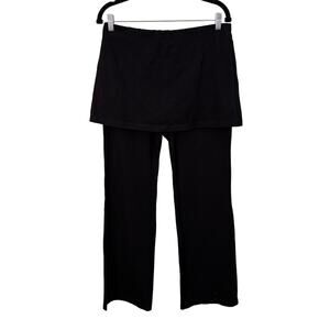 NIRLON Skirted Yoga Pants Womens XL Pull On Activewear Tennis Gym Workout Black
